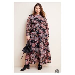 A+ Anthropologie Black Paisley Maxi Dress Sz.24W
